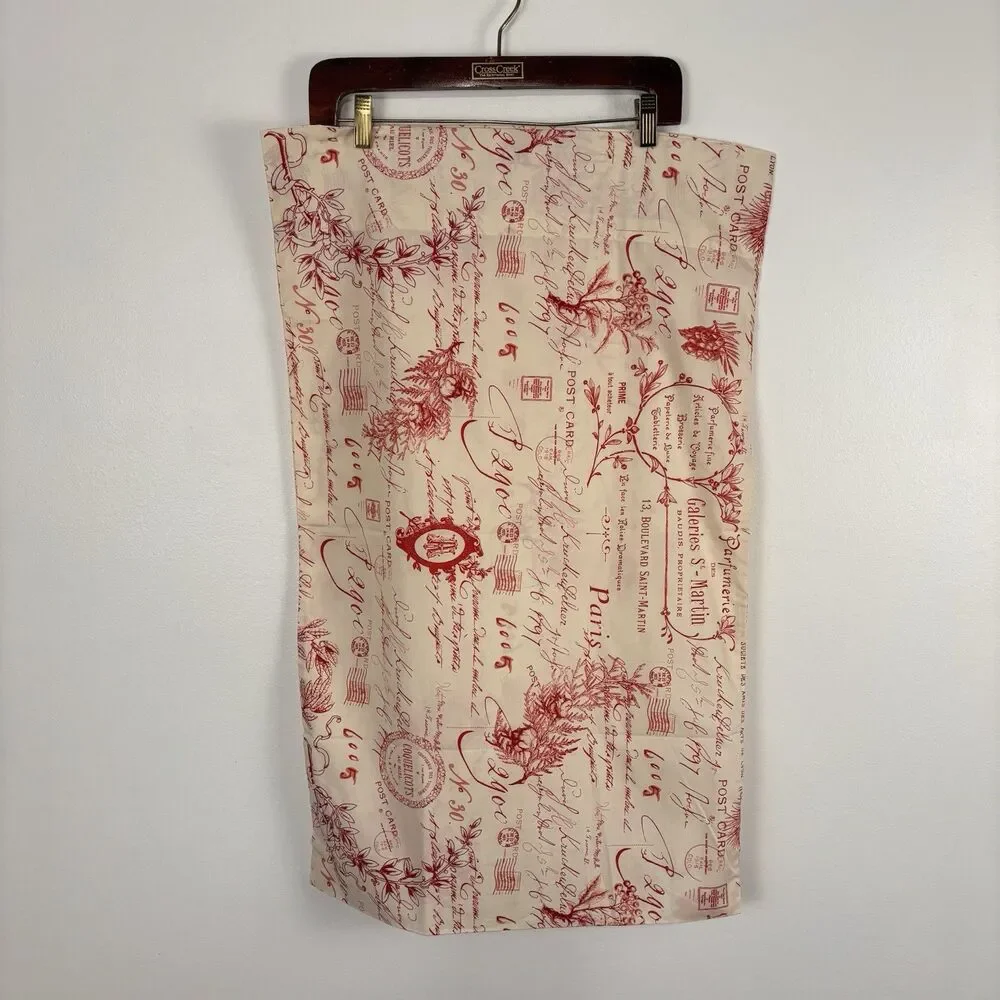 Pottery Barn Standard Pillowcase French Postcard Script Red Cream Cotton Toile
